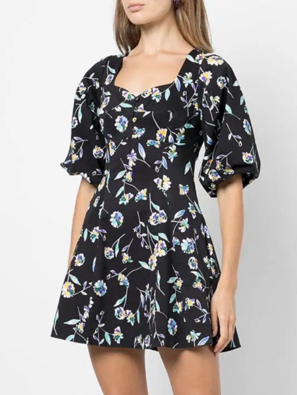 NICHOLAS Lydia Floral Print Puff Sleeve Mini Dress